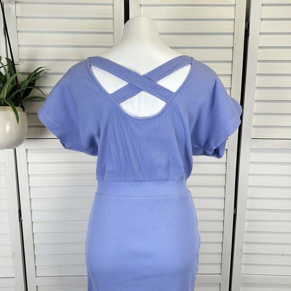 Anthropologie Daily Practice Dolman Sleeved Midi Dress Blue Ribbed Size S - Picture 7 of 11